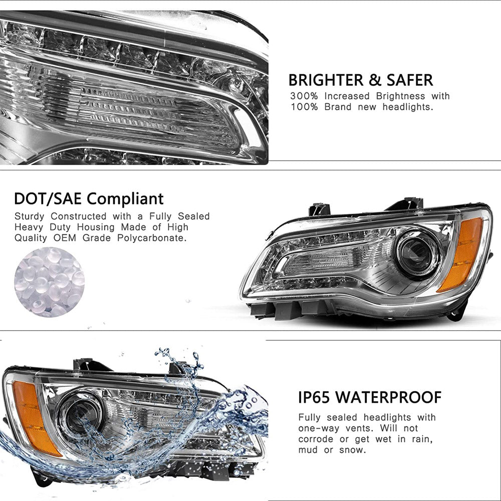 VehicleAid Headlights For 2011-2014 Chrysler 300