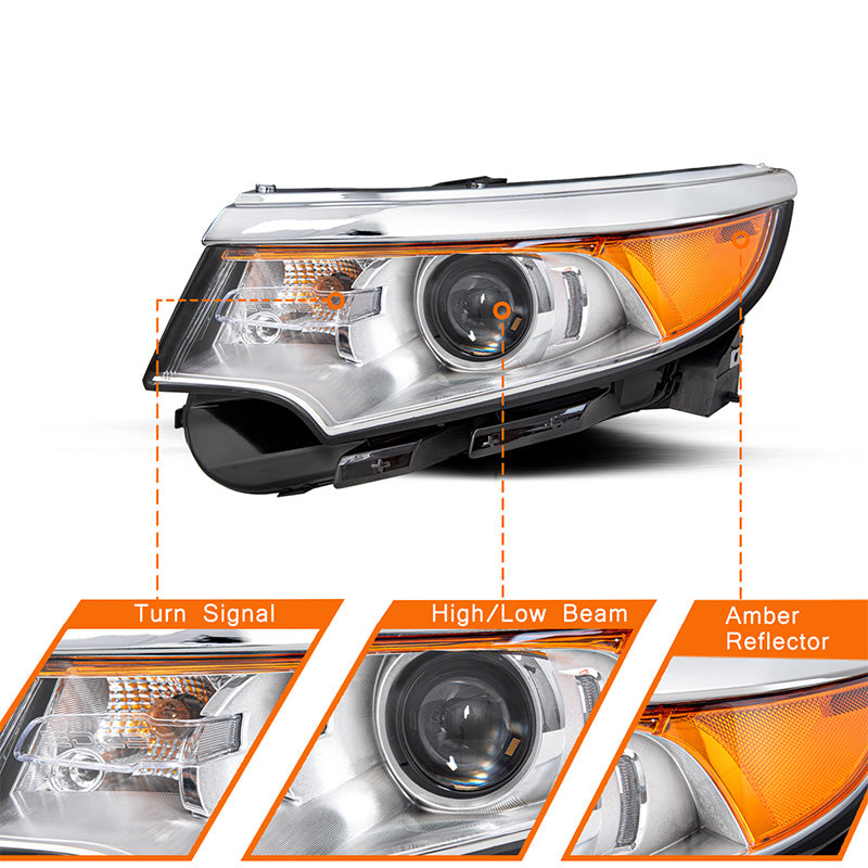 VehicleAid Projector Headlights For 2011-2014 Ford Edge