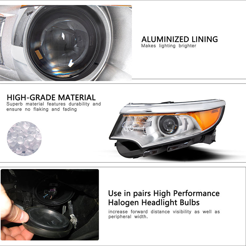 VehicleAid Projector Headlights For 2011-2014 Ford Edge