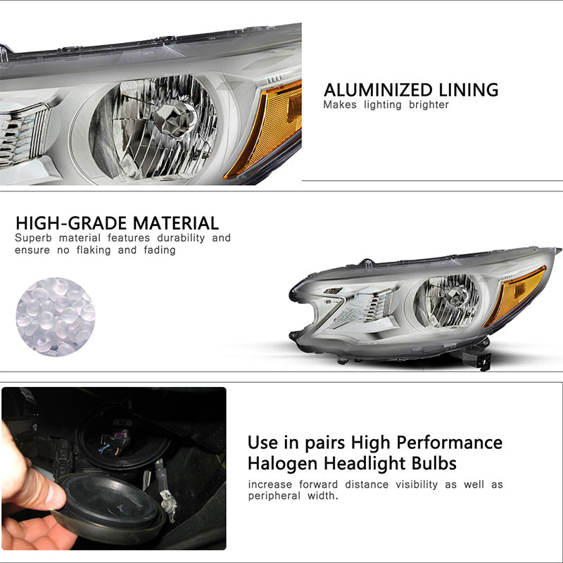 VehicleAid Projector Headlights For 2012-2014 Honda CR-V