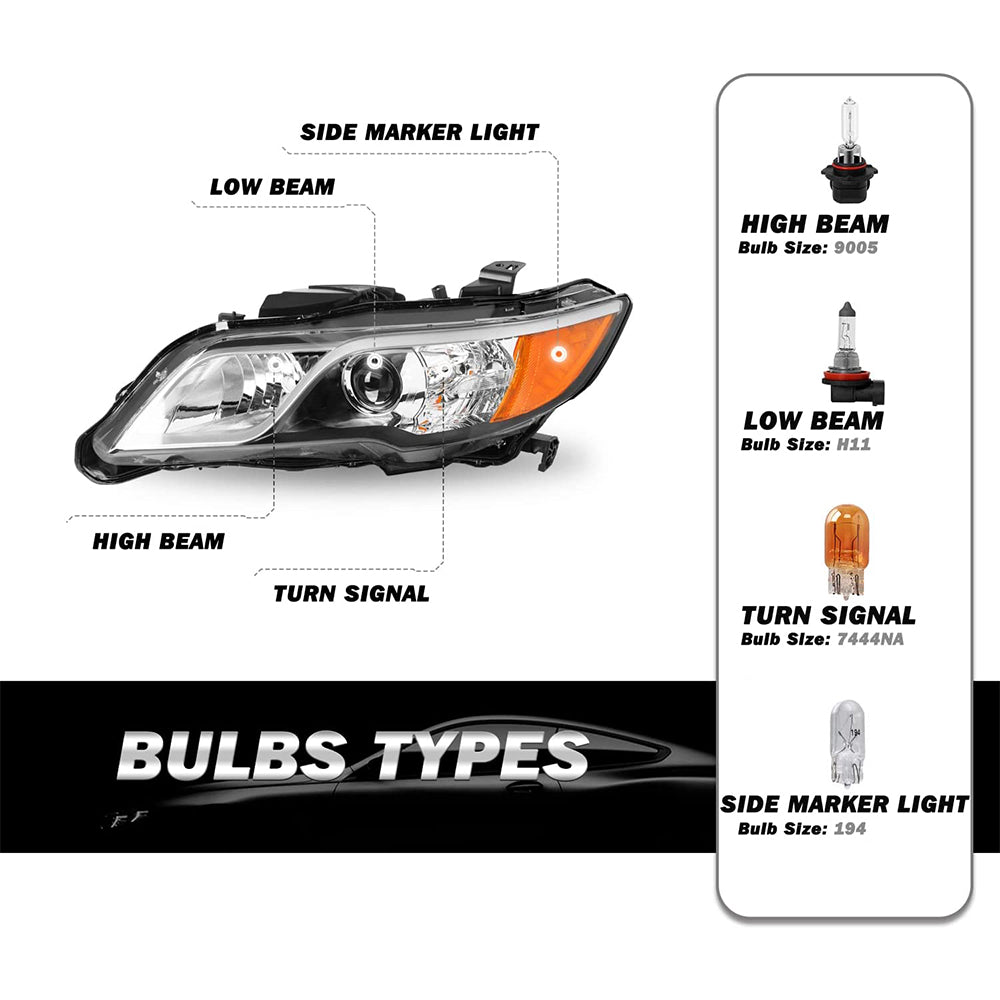 VehicleAid Headlights For 2013-2015 Acura RDX
