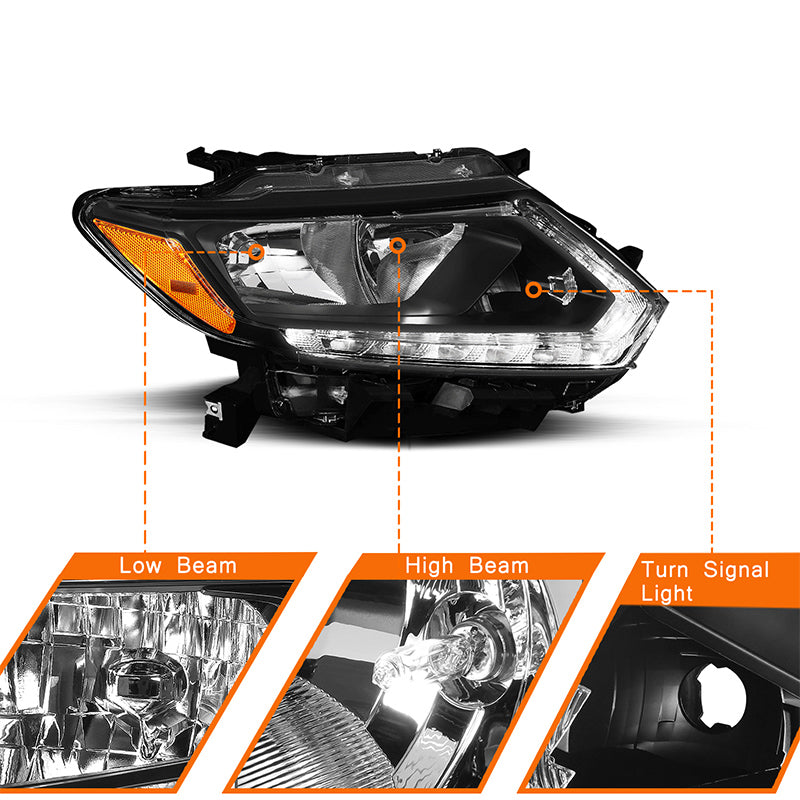VehicleAid Headlights For 2014-2016 Nissan Rogue