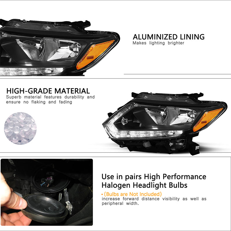 VehicleAid Headlights For 2014-2016 Nissan Rogue
