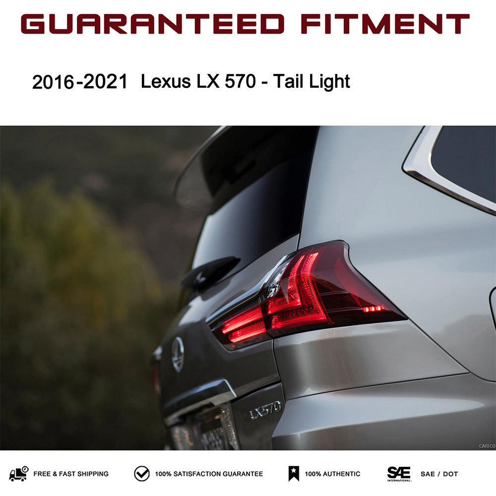 VehicleAid Outer Taillights For 2016-2021 Lexus LX570 Outer