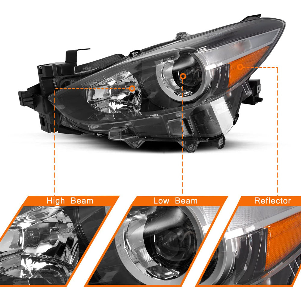 VehicleAid Headlights For 2017-2018 Mazda 3