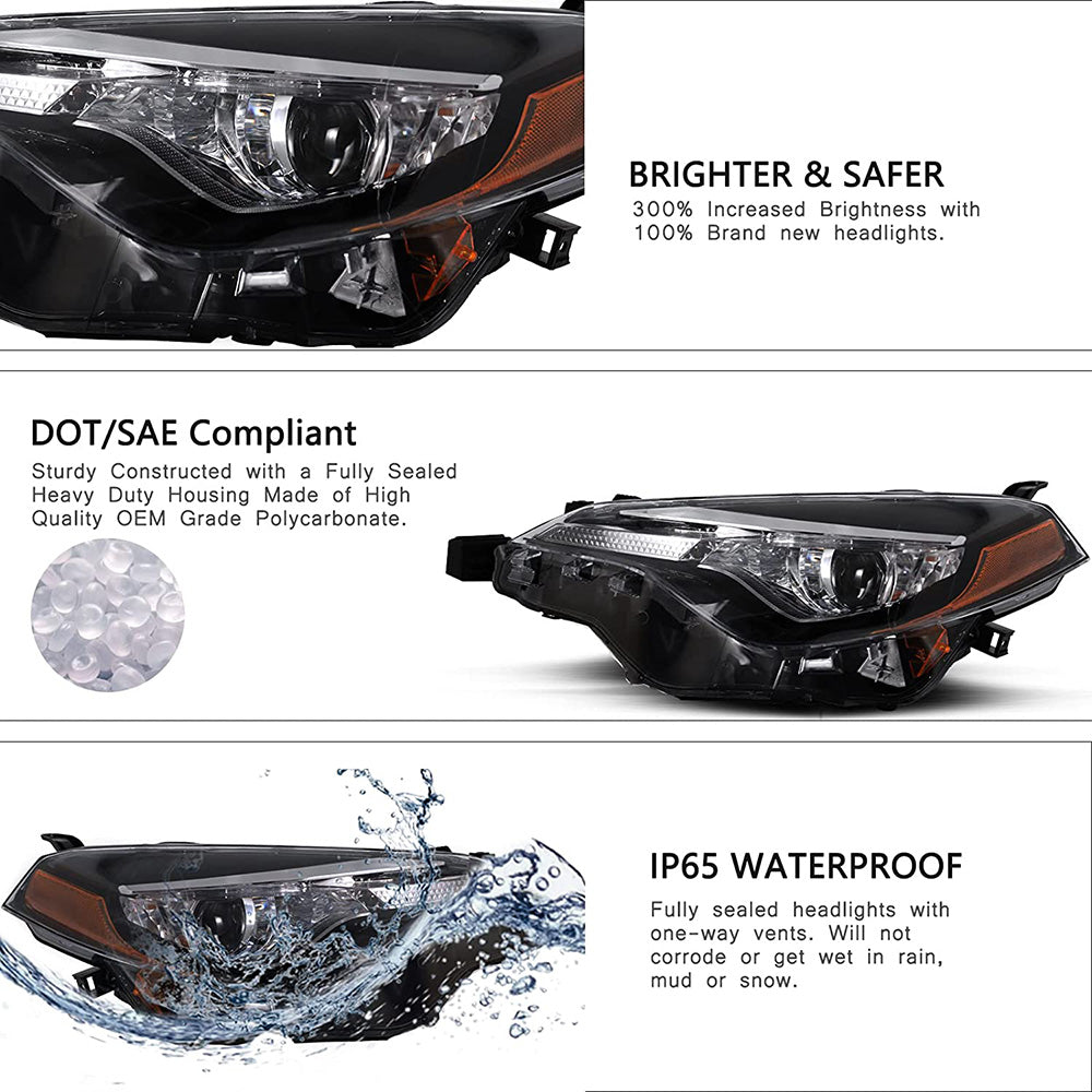 VehicleAid Headlights For 2017-2019 Toyota Corolla