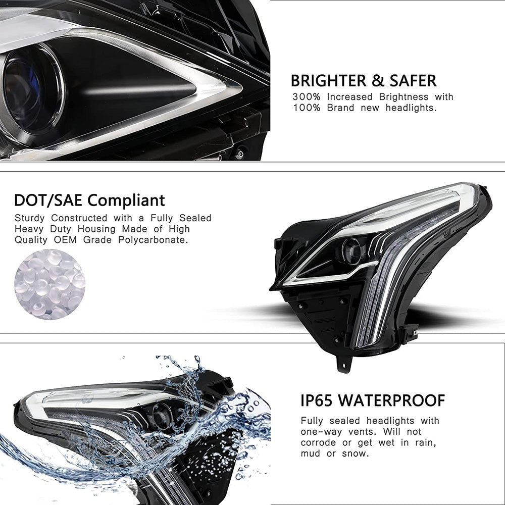 VehicleAid Full LED Headlights For 2017-2023 Cadillac XT5