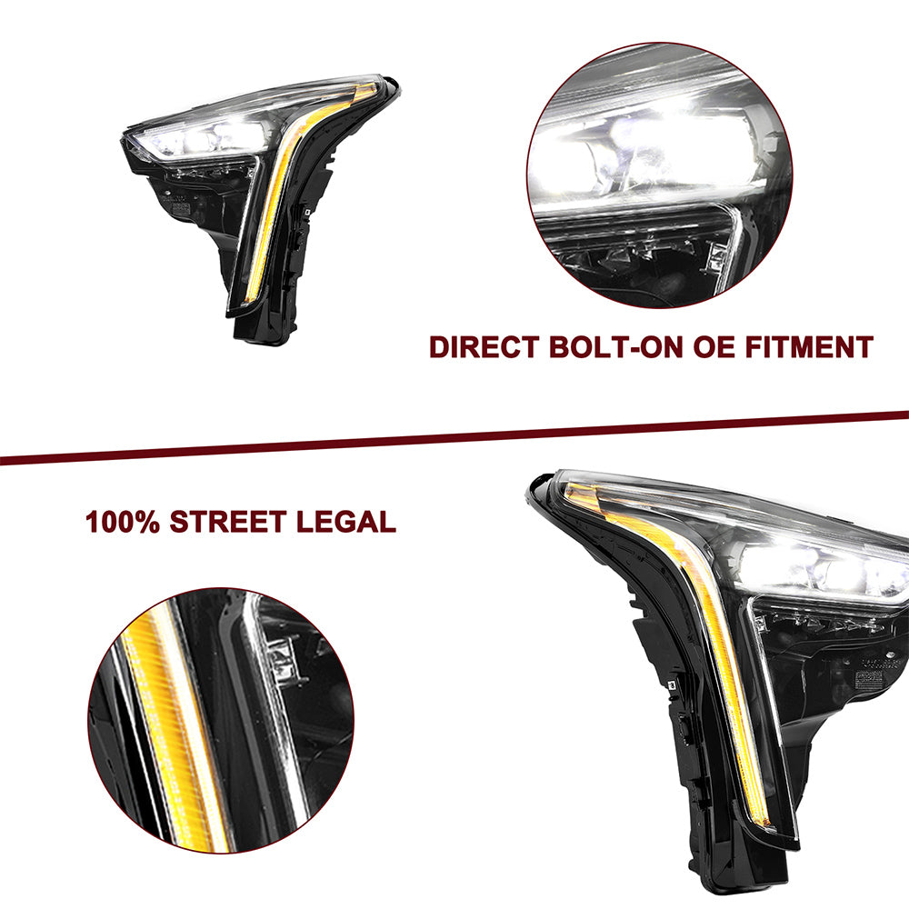 VehicleAid Full LED Headlights For 2019-2021 Cadillac CT6