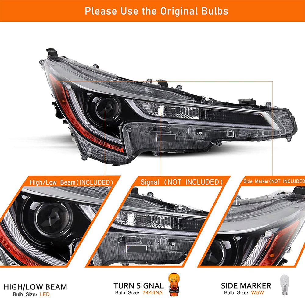 VehicleAid Headlights For 2020-2022 Toyota Corolla