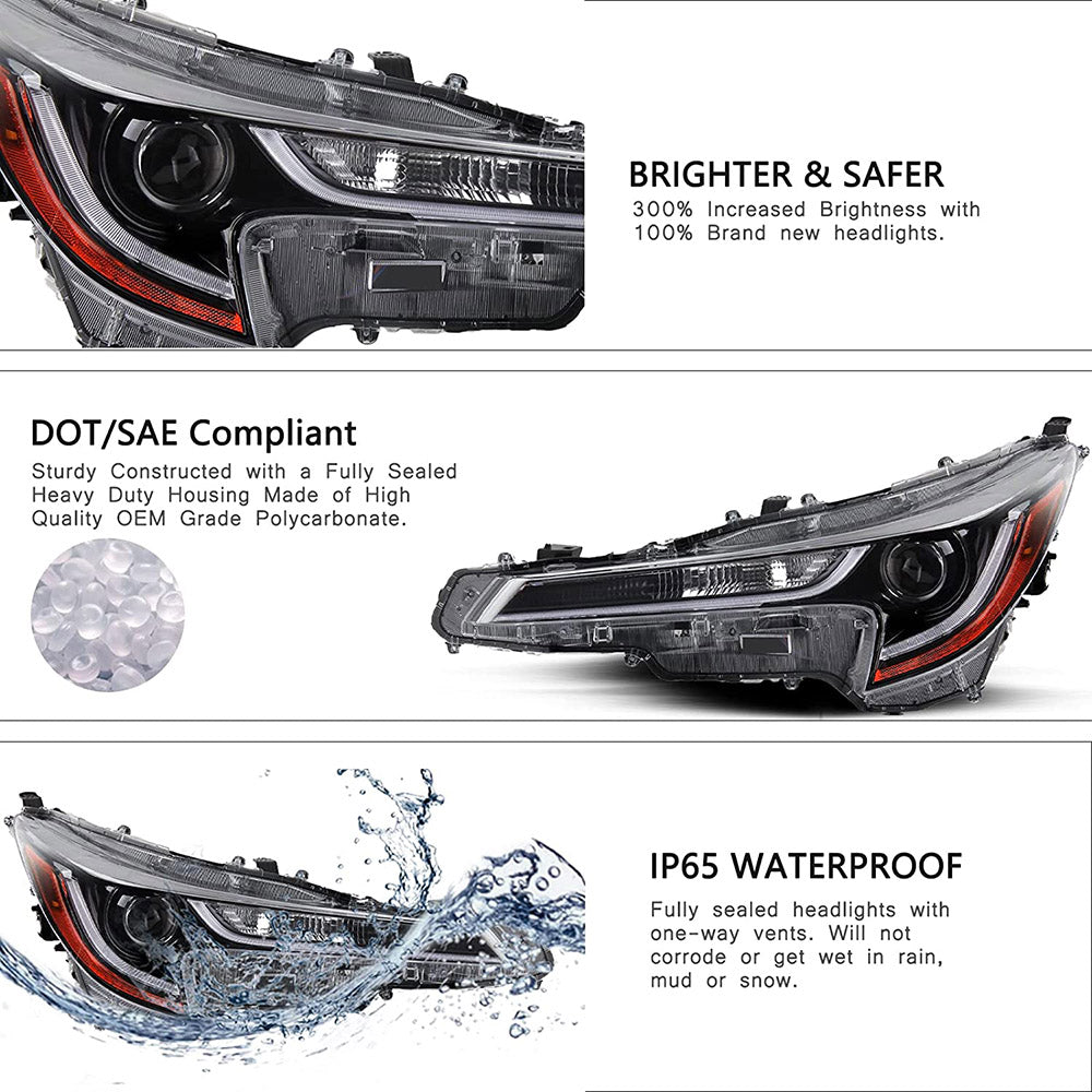VehicleAid Headlights For 2020-2022 Toyota Corolla