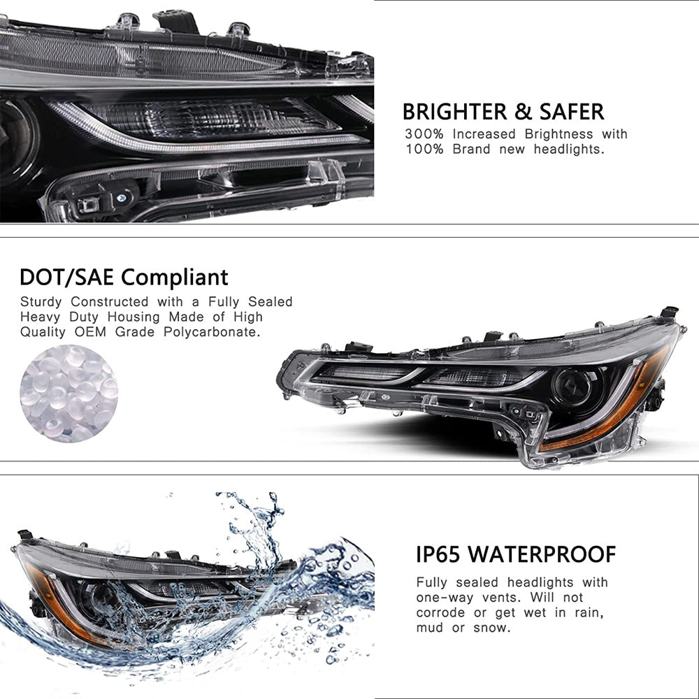 VehicleAid Upgraded Headlights For 2020-2022 Toyota Corolla