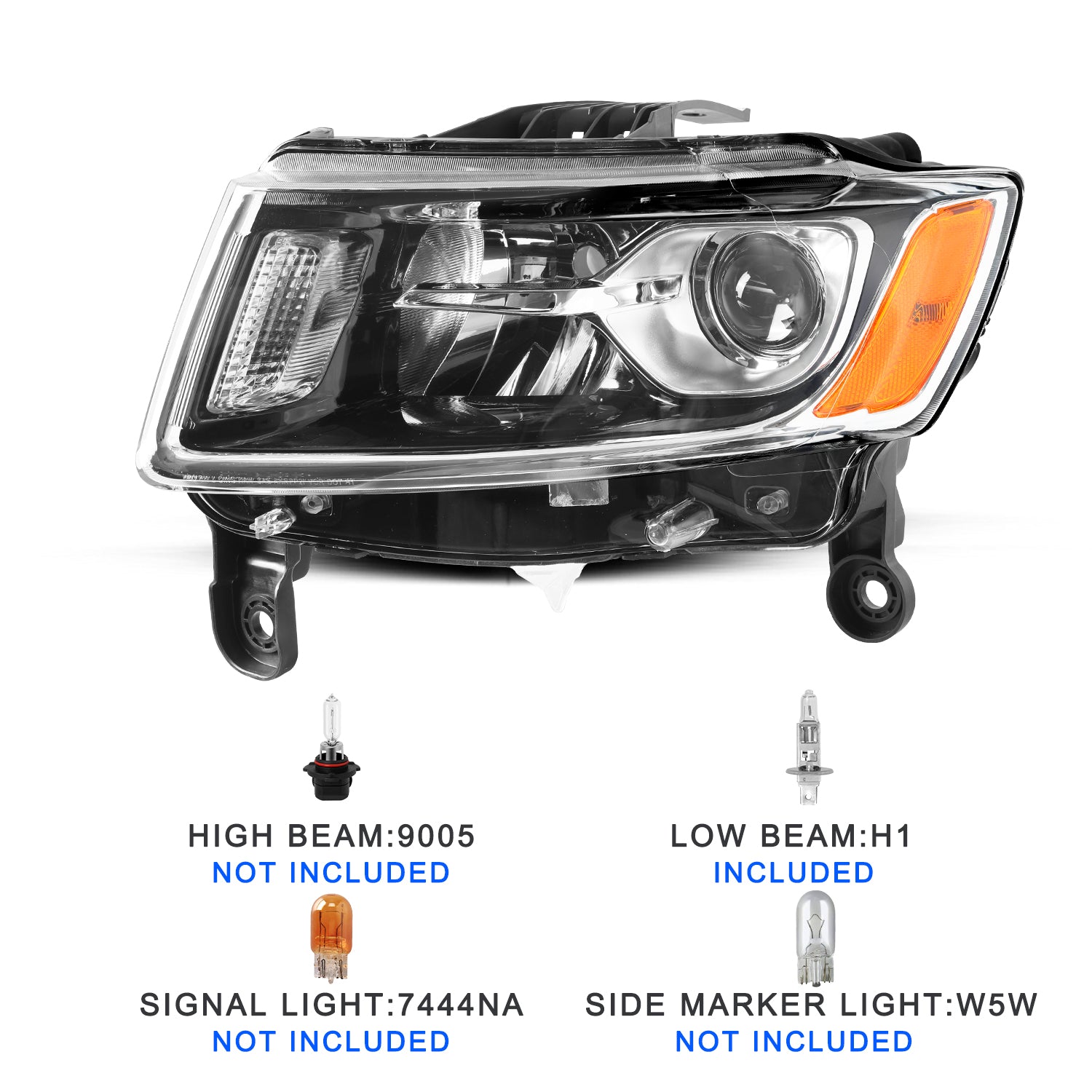 VehicleAid Headlights For 2014-2016 Jeep Grand Cherokee