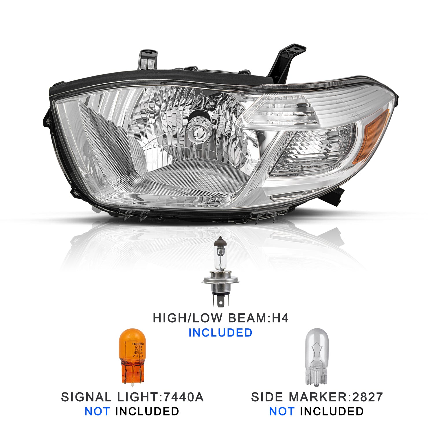 VehicleAid Headlights For 2008-2010 Toyota Highlander