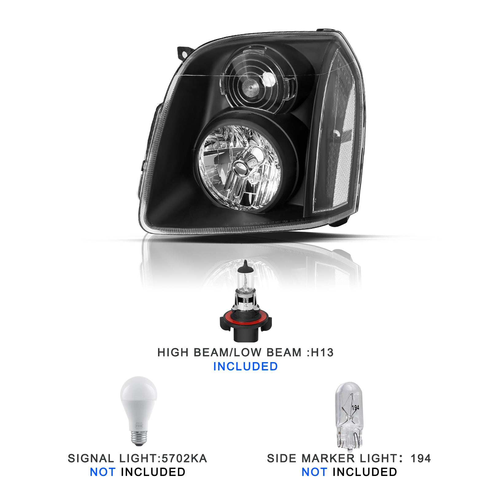VehicleAid Headlights For 2008-2014 GMC Yukon Hybrid