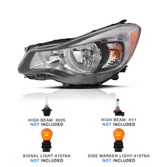 VehicleAid Headlights For 2012-2015 Subaru Impreza(Except WRX)