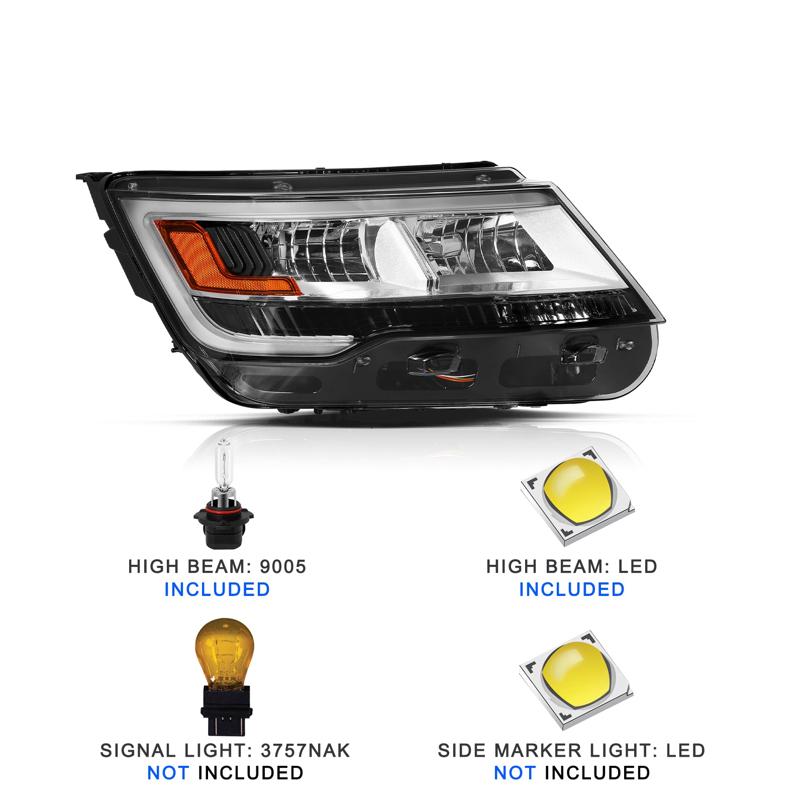 VehicleAid Headlights For 2016-2017 Ford Explorer BASE