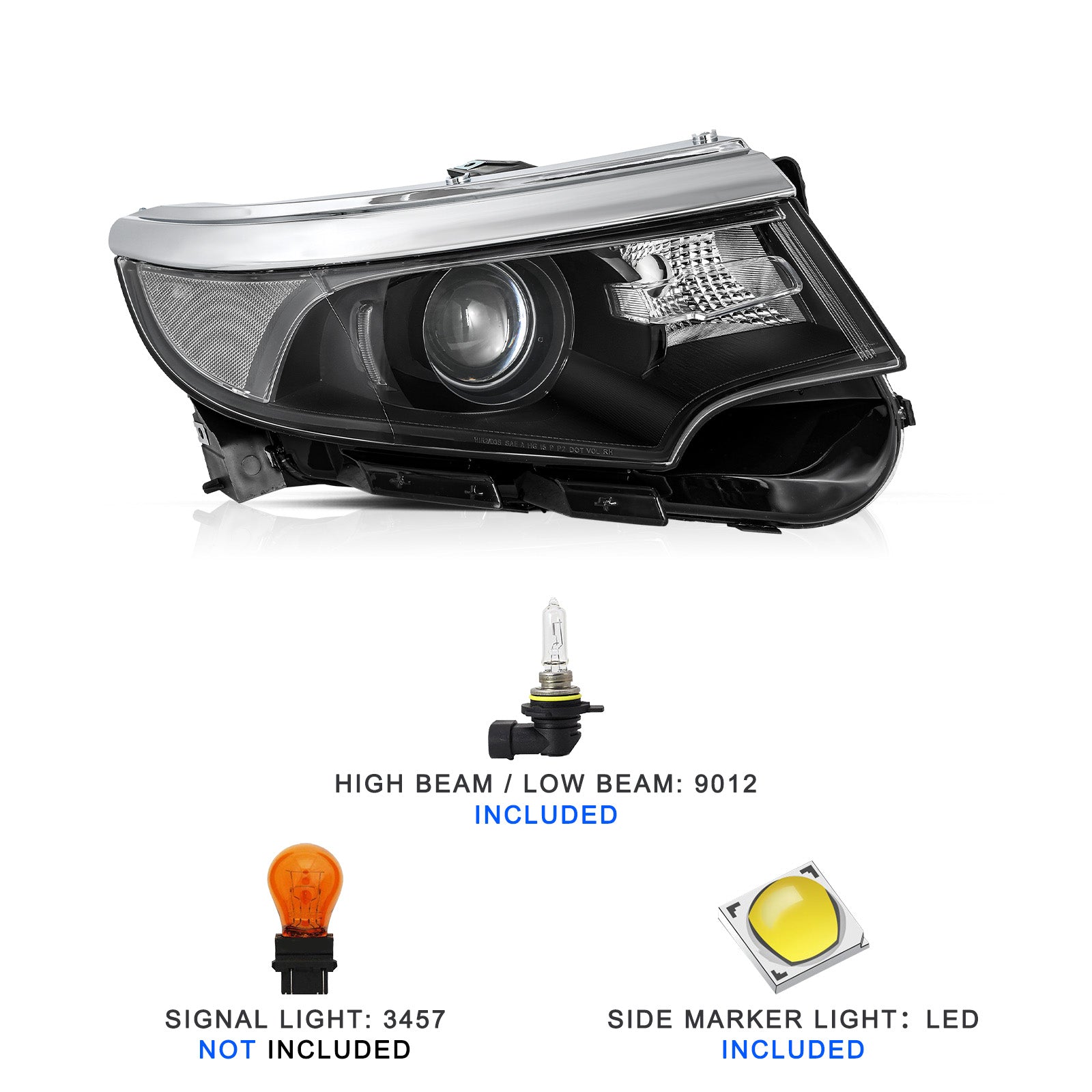 VehicleAid Projector Headlights For 2011-2014 Ford Edge