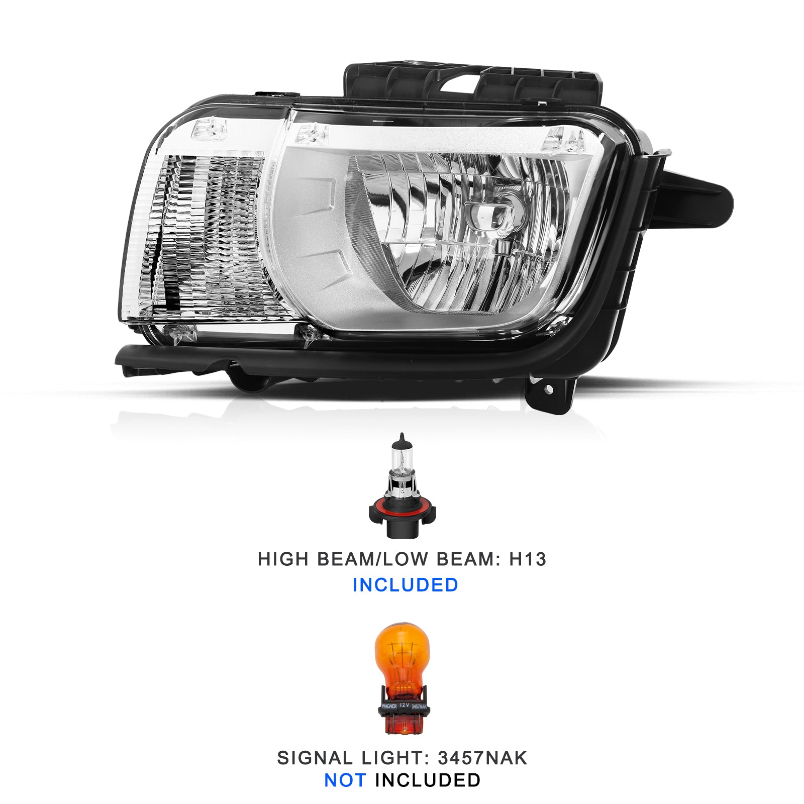 VehicleAid Headlights For 2010-2013 Chevy Camaro