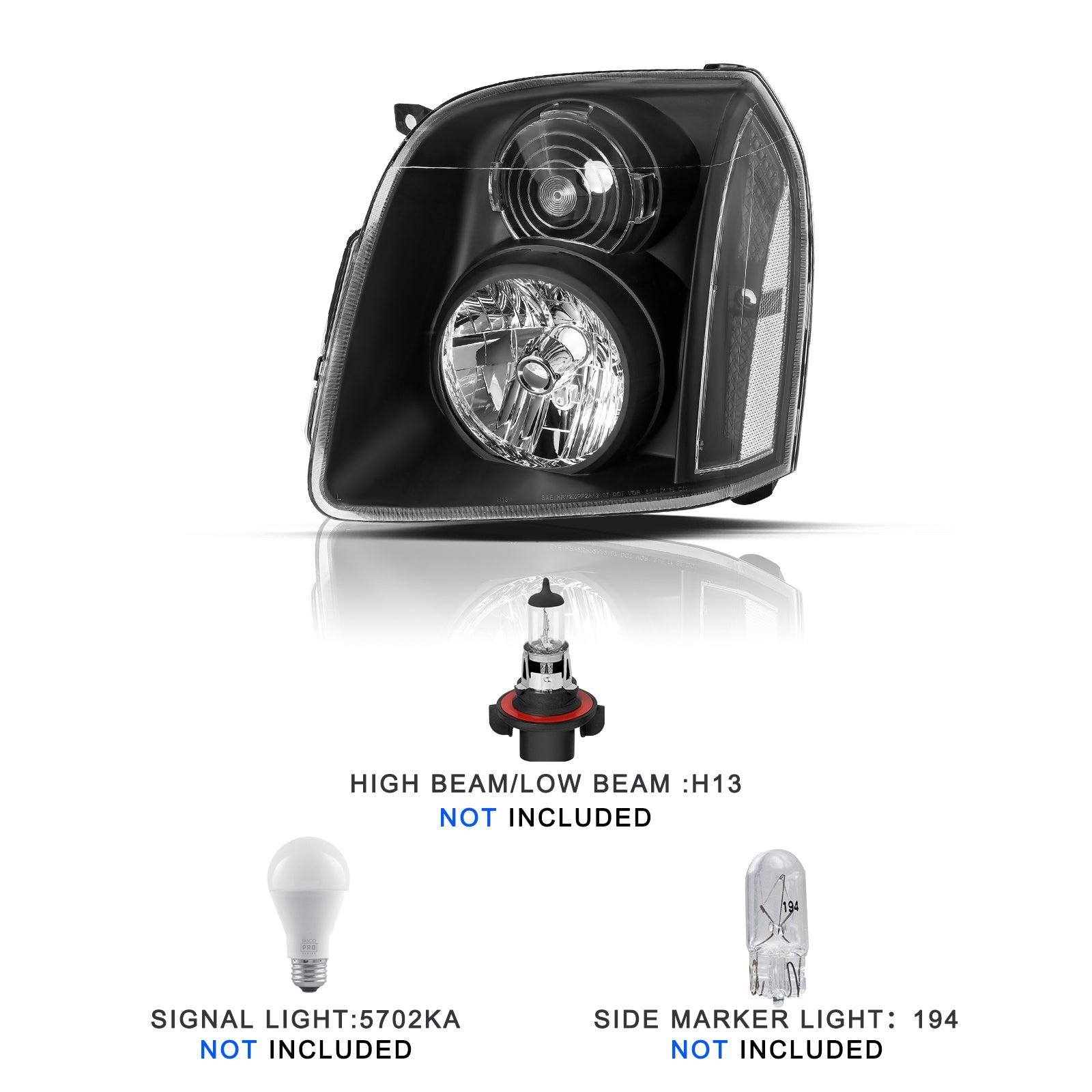 VehicleAid Headlights For 2008-2014 GMC Yukon Hybrid