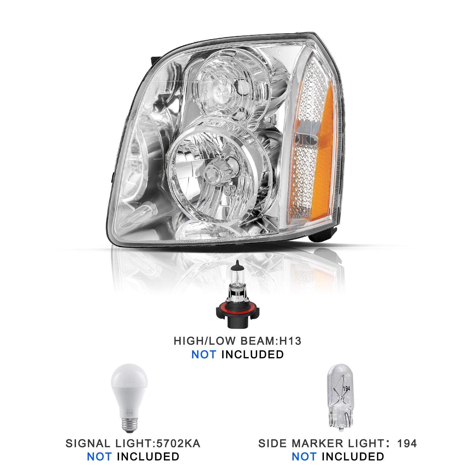 VehicleAid Headlights For 2007-2014 GMC Yukon/Yukon XL Denali