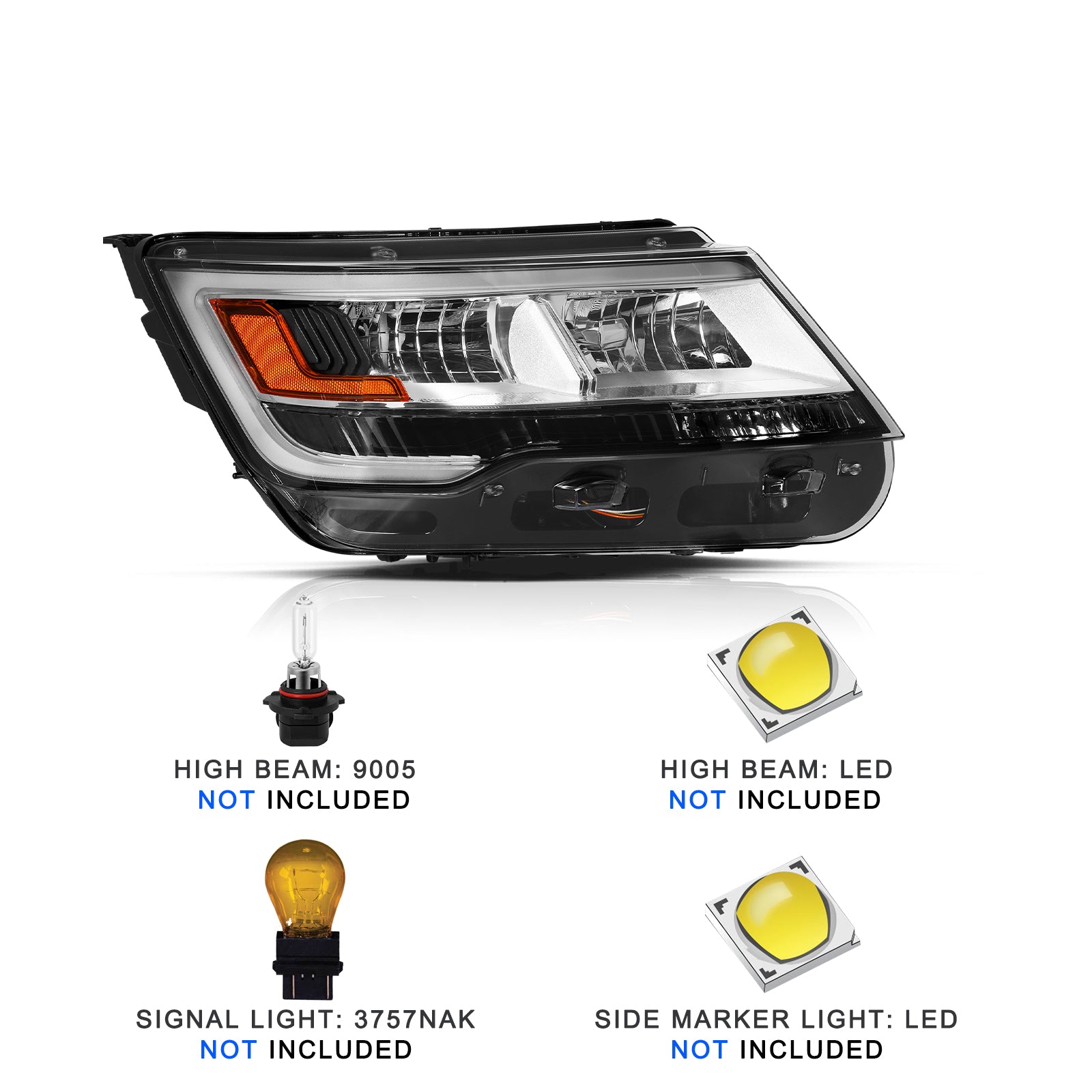 VehicleAid Headlights For 2016-2017 Ford Explorer BASE