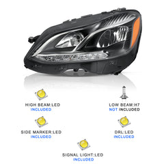 VehicleAid Headlights For 2014-2016 Mercedes-Benz E-Class W212