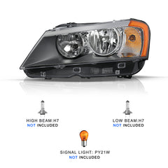 VehicleAid Headlights For 2011-2014 BMW X3 Halogen
