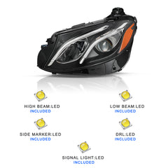 VehicleAid Headlights For 2017-2020 Mercedes-Benz E-Class W213 E300 E350 E400 E450 E43 E53 AMG