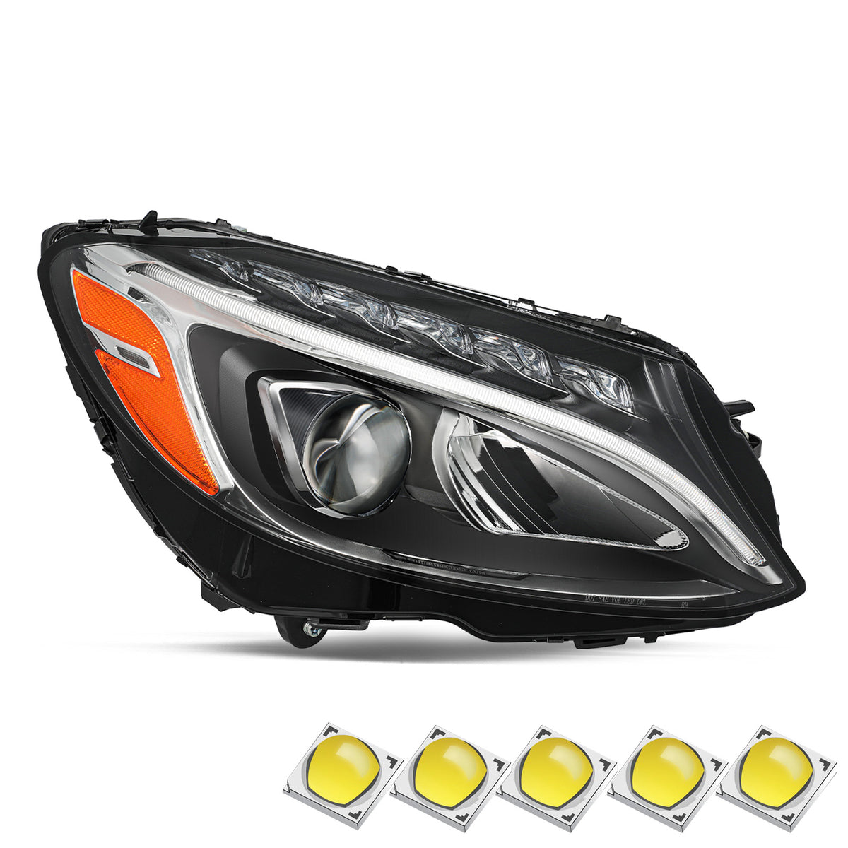 VehicleAid Full LED Headlights For 2015-2018 Mercedes-Benz C-Class C300 W205