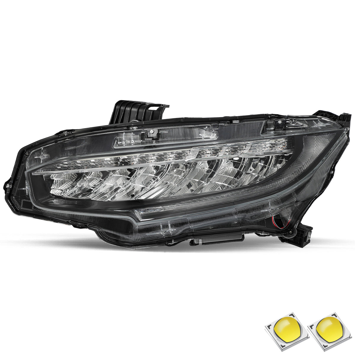 VehicleAid Headlights For 2016-2021 Honda Civic Factory Full LED Model