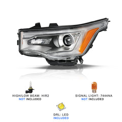 VehicleAid Headlights For 2017-2019 GMC Acadia Halogen w/LED DRL W/o ALL TERRAIN PKG