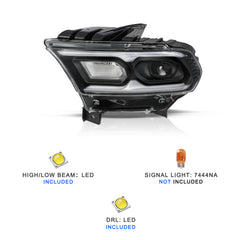 VehicleAid Headlights For 2021-2024 Dodge Durango w/LED DRL