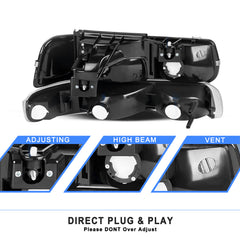 VehicleAid Headlights For 1999-2002 Chevy Silverado 1500 2500 /2000-2006 Chevy Tahoe Suburban 1500 2500
