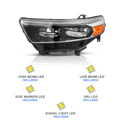 VehicleAid Full LED Headlights For 2020-2024 Ford Explorer XLT / Limited