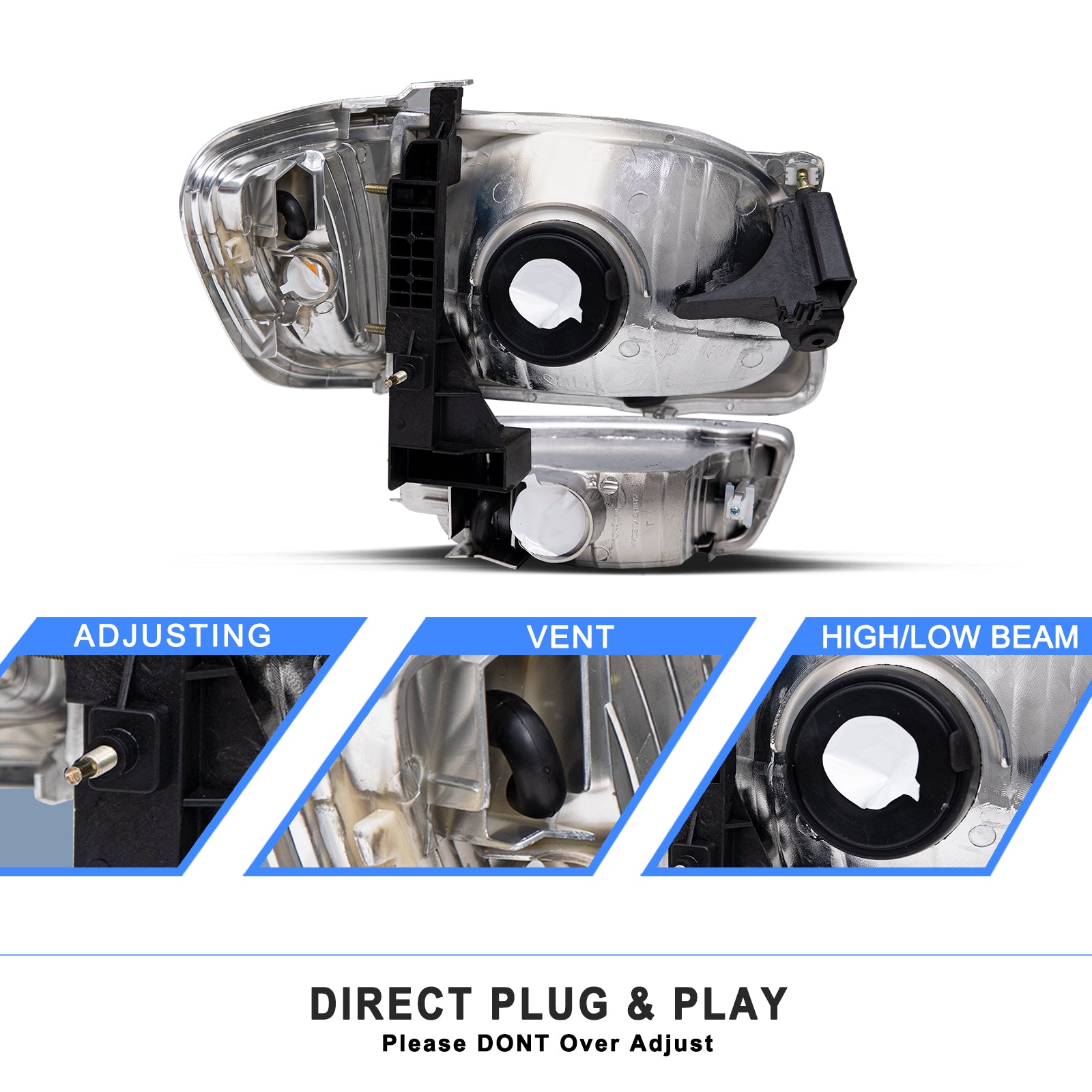 VehicleAid Headlights For 2001-2004 Toyota Tacoma