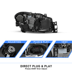 VehicleAid Full LED Headlights For 2016-2019 Mercedes-Benz GLE W166 GLE350 GLE400 GLE450 GLE500 GLE550