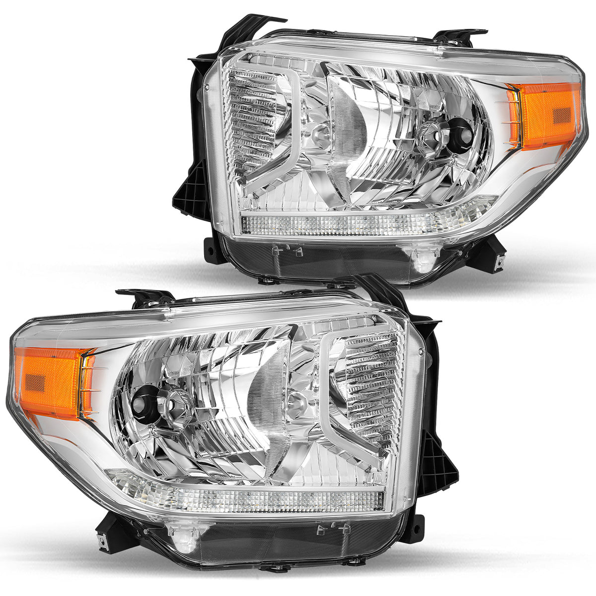 VehicleAid Headlights For 2014-2021 Toyota Tundra with Level Adjuster with LED DRL