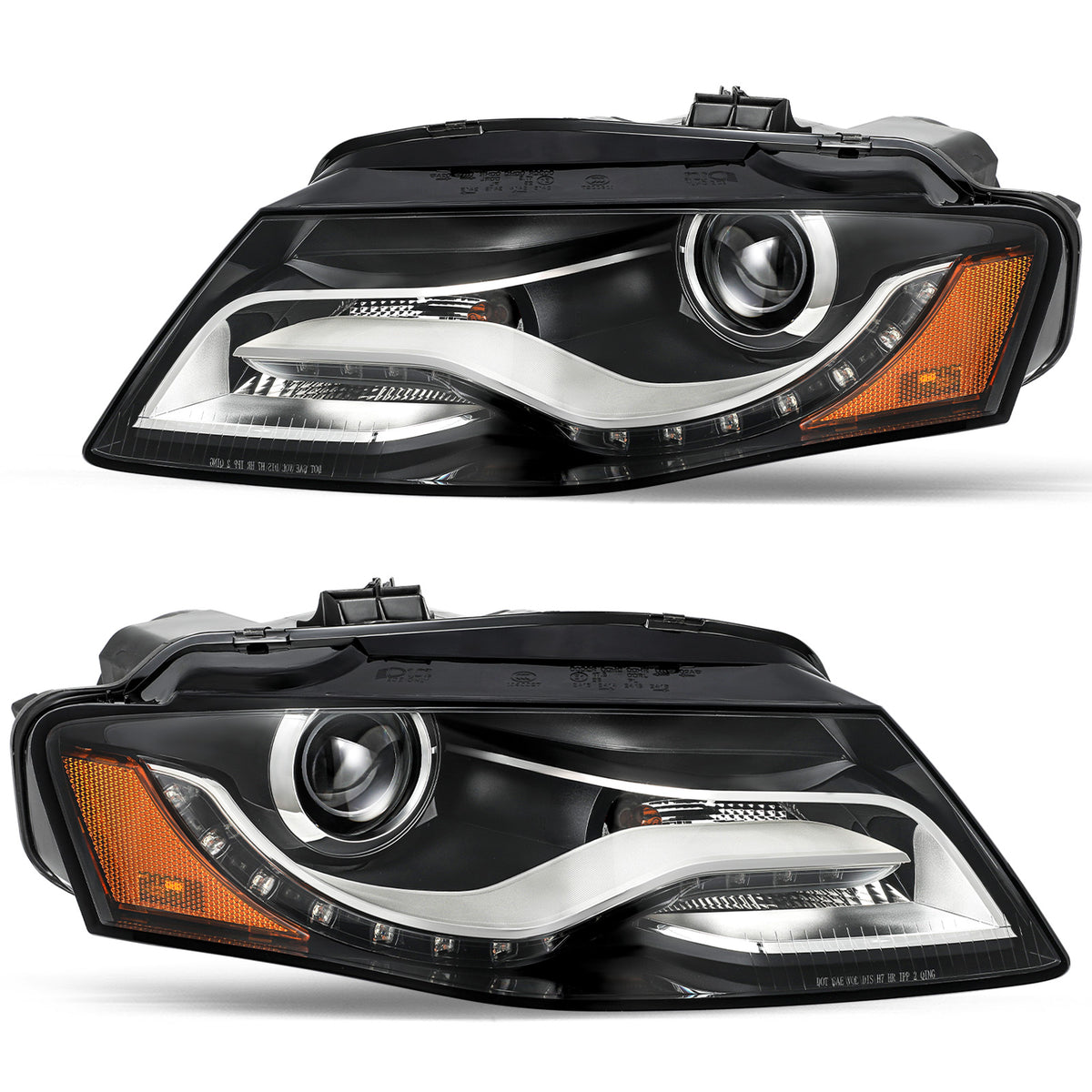 VehicleAid Headlights For 2009-2010 Audi A4 [HID Non-AFS] with LED DRL