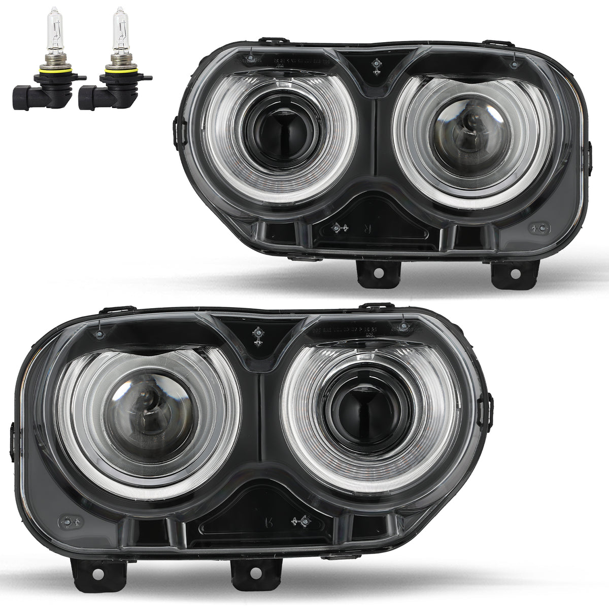 VehicleAid Headlights For 2015-2022 Dodge Challenger Halogen Model