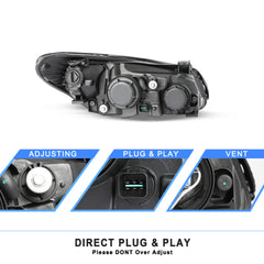 VehicleAid Headlights For 2007-2009 Hyundai Elantra