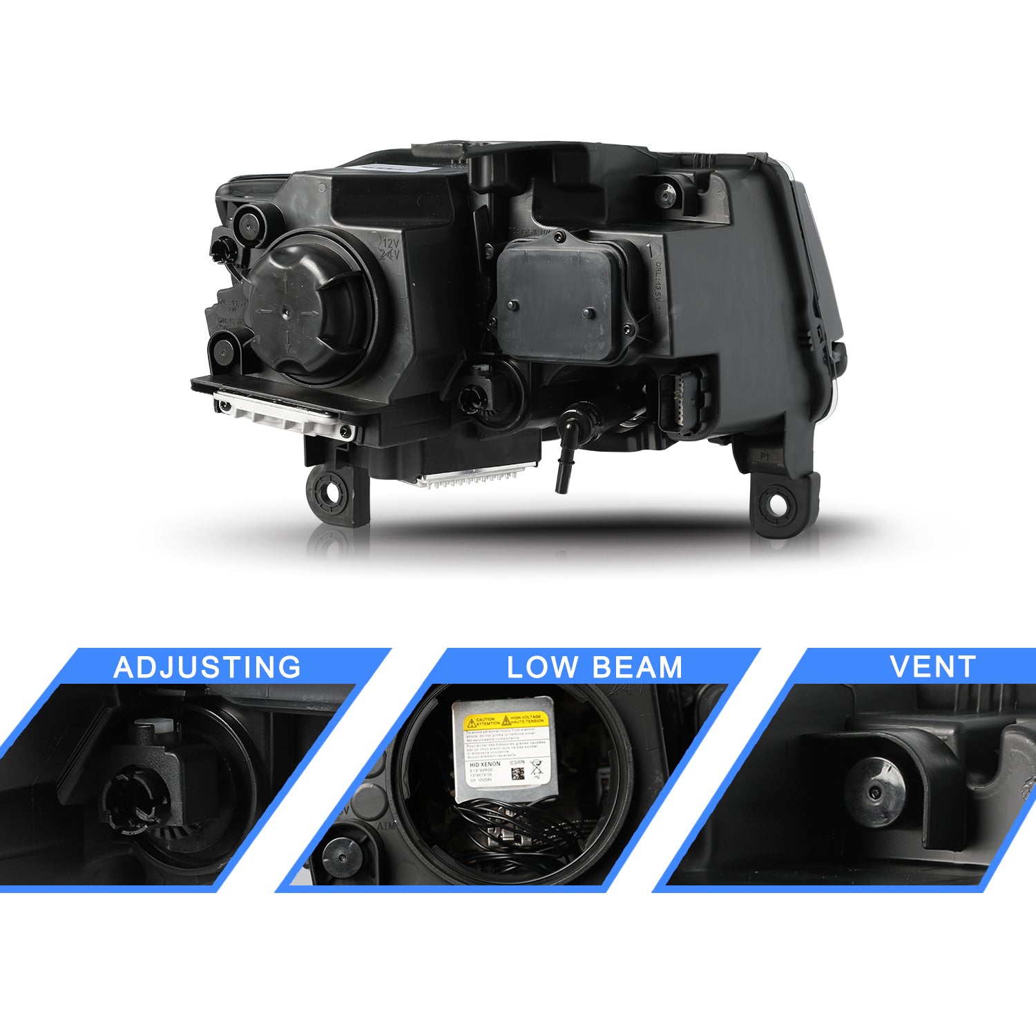 VehicleAid Headlights For 2014-2021 Jeep Grand Cherokee HID