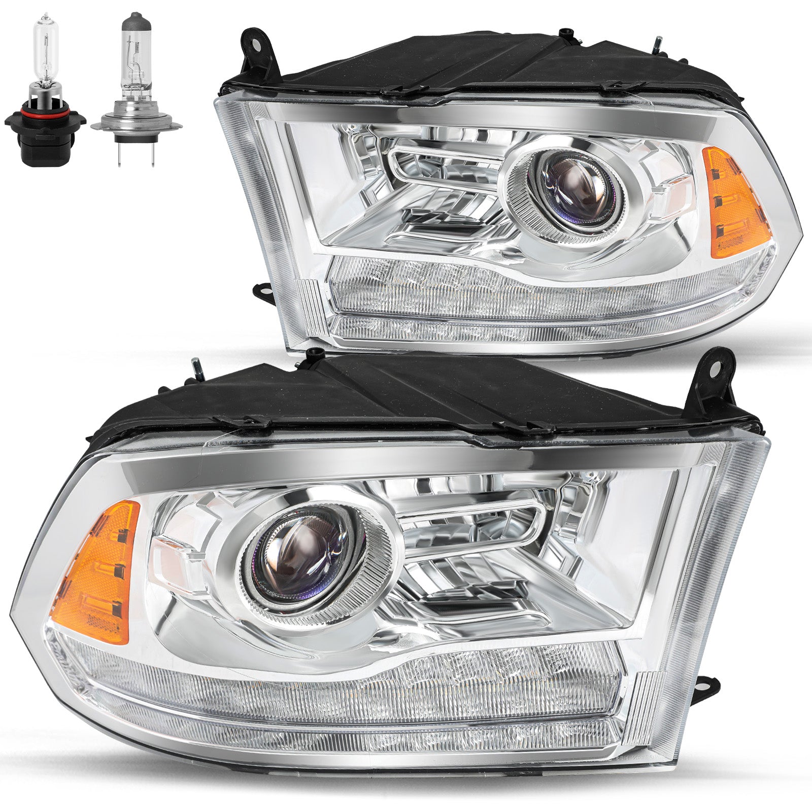 VehicleAid Headlights For 2010-2018 Dodge Ram 2500 3500 Switchback LED Type