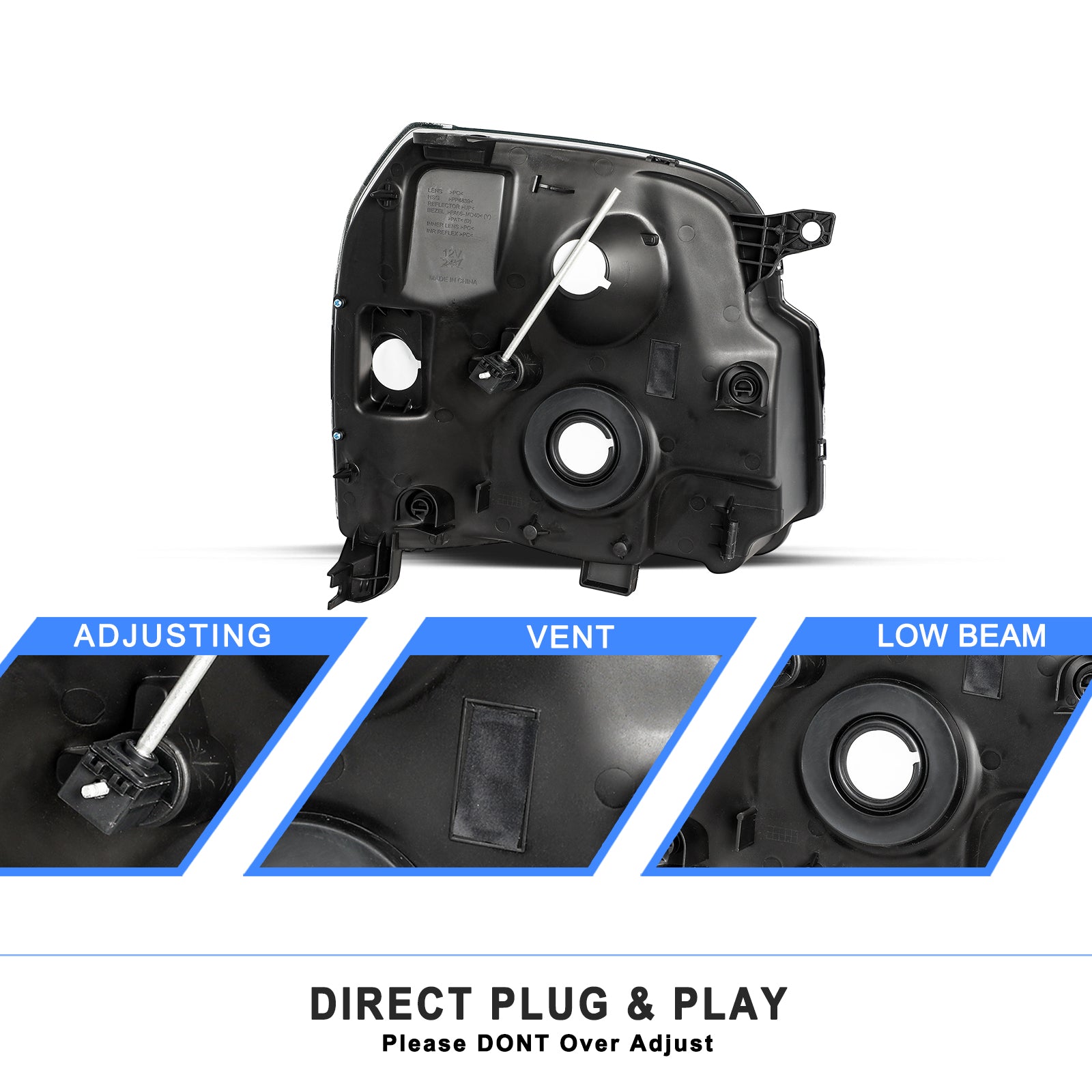 VehicleAid Headlights For 2008-2014 GMC Yukon Hybrid