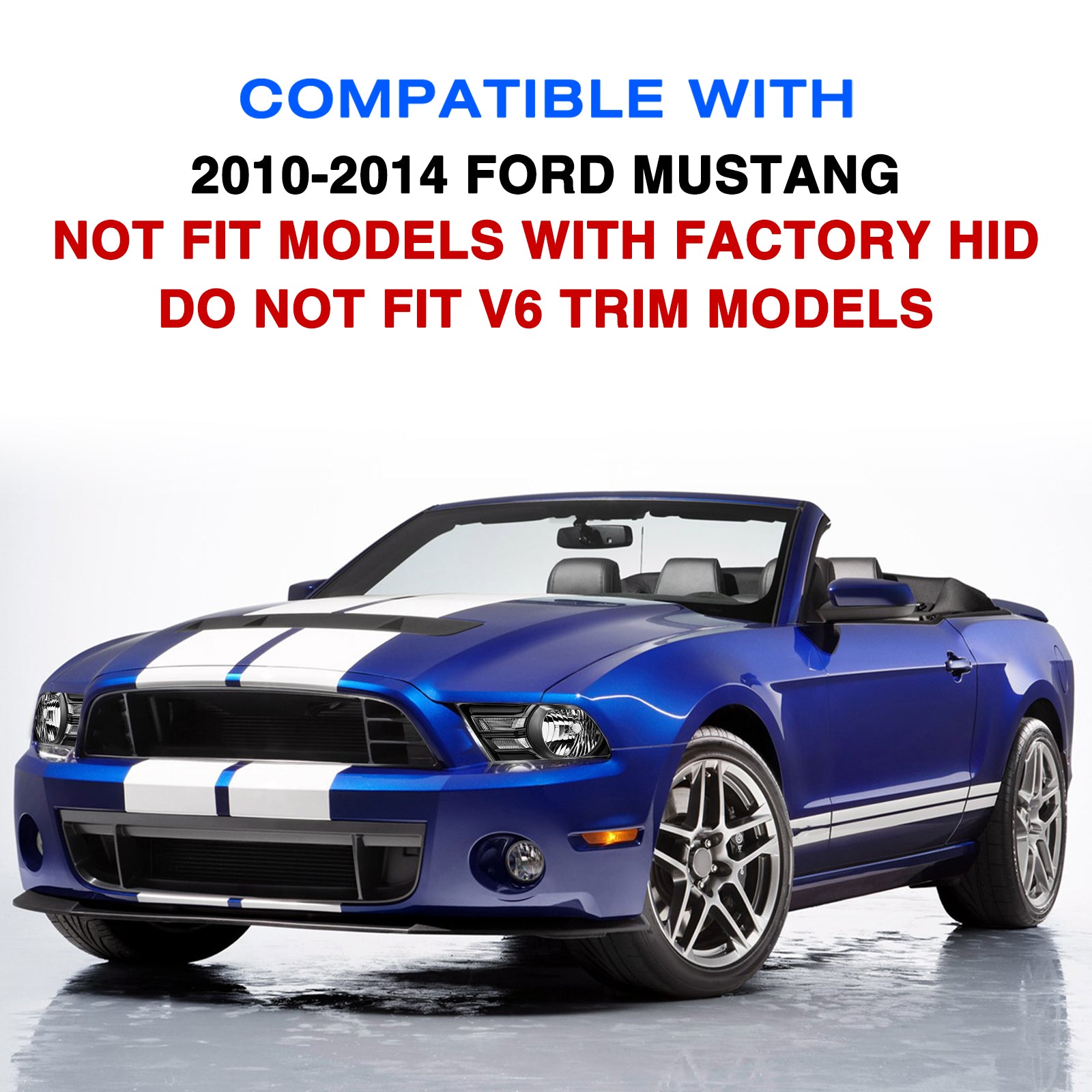 VehicleAid Headlights For 2010-2014 Ford Mustang