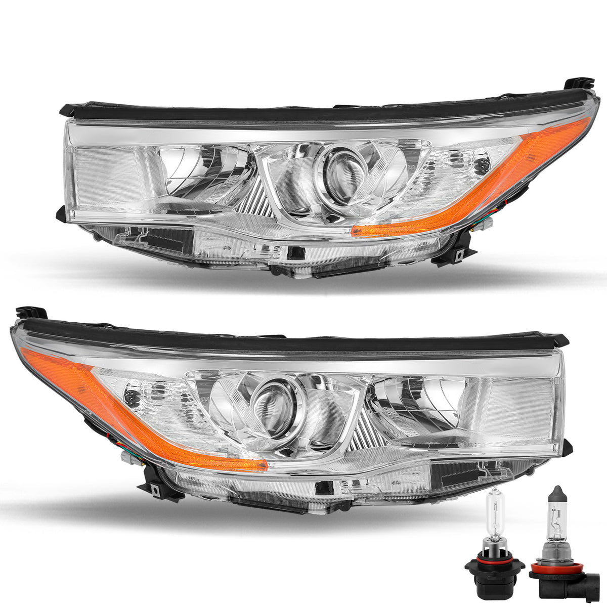 VehicleAid Halogen Headlight Assembly Replacement For 2014-2016 Toyota Highlander