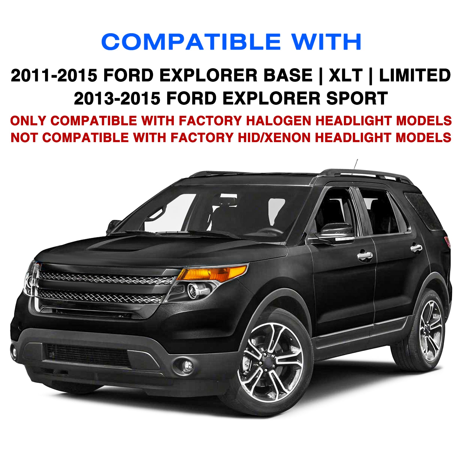 VehicleAid Headlights For 2011-2015 Ford Explorer