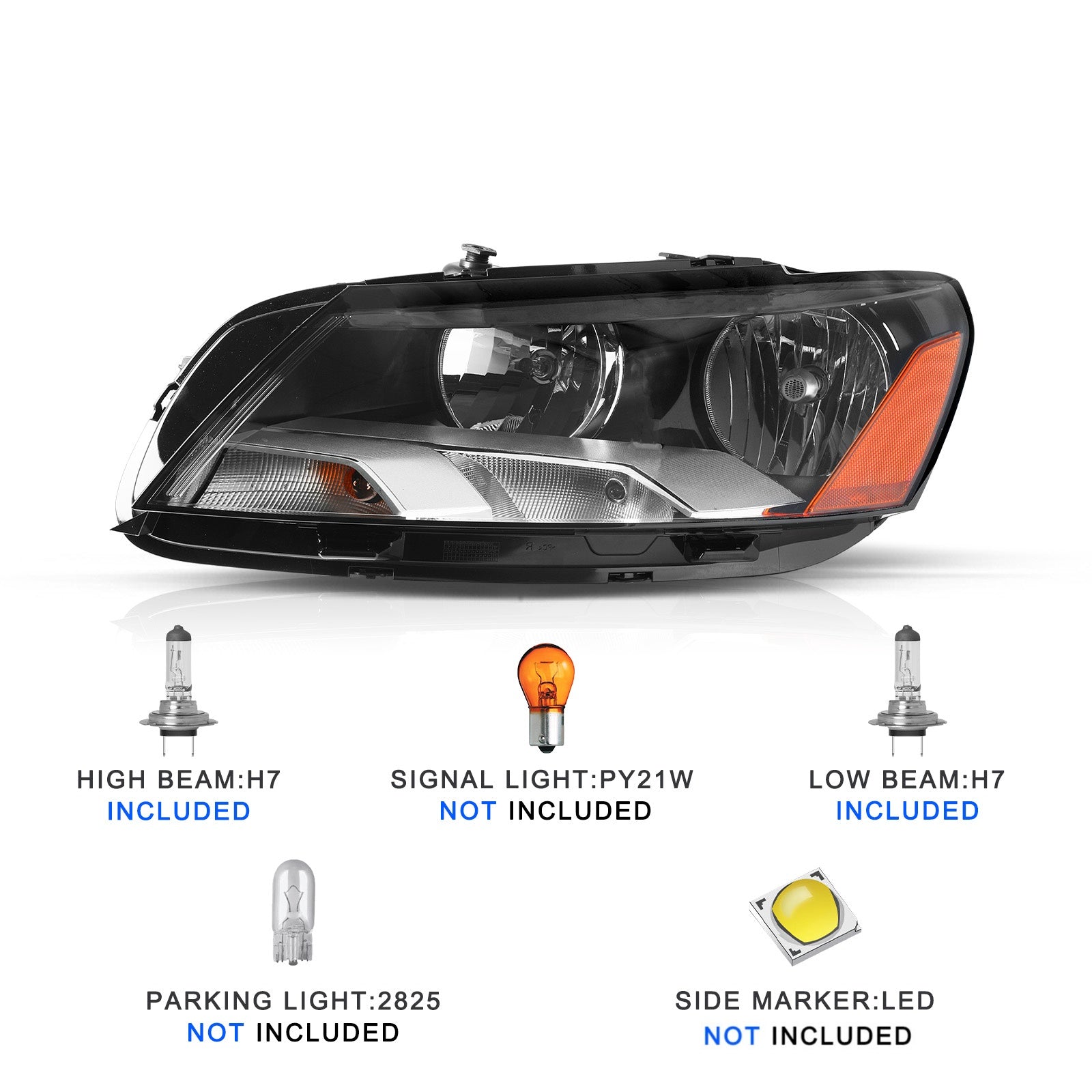VehicleAid Headlights For 2012-2015 Volkswagen Passat
