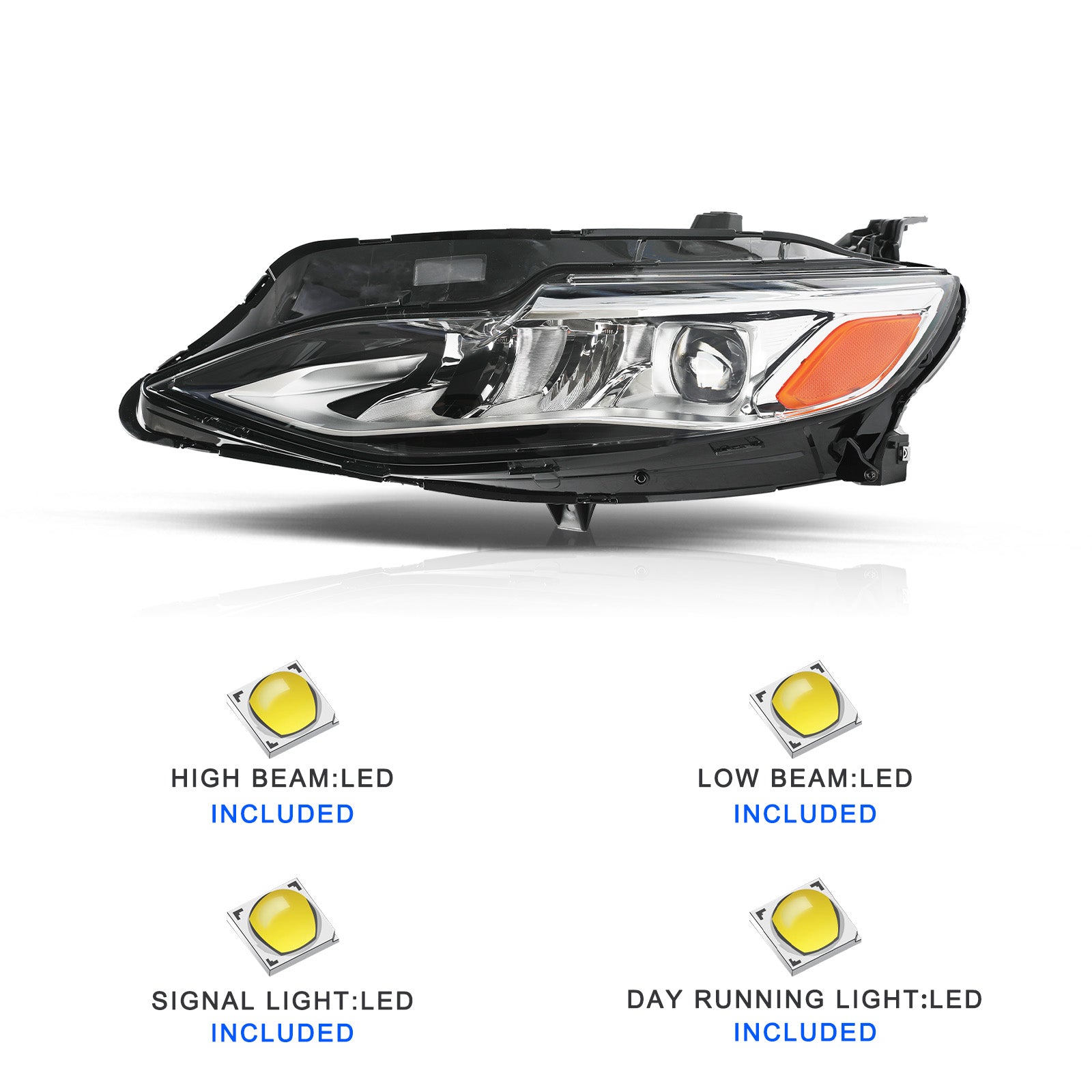 VehicleAid Full LED Headlights For 2019-2022 Chevy Malibu