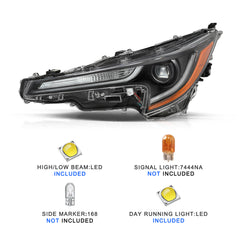 VehicleAid Headlights For 2023-2024 Toyota Corolla L/LE