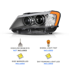 VehicleAid Headlights For 2011-2014 BMW X3 Xenon w/o AFS